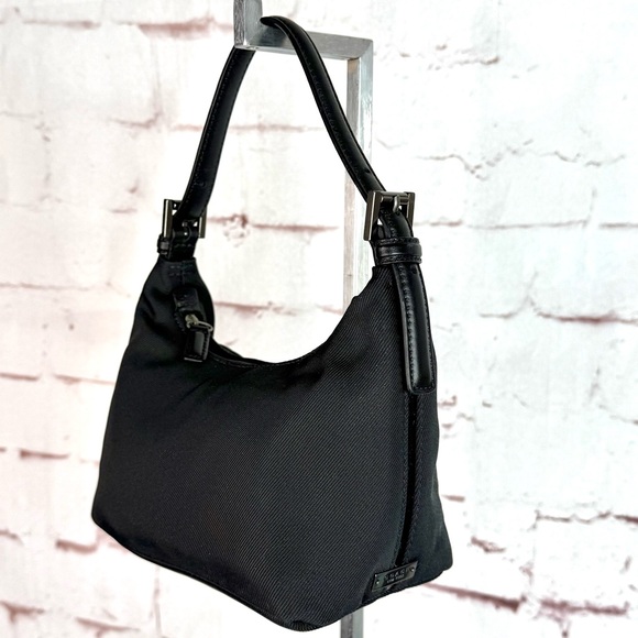 Coach Handbags - COACH Y2K 6.5”x4” Leather Trim Black Nylon Pewter Hardware Lightweight Mini Bag